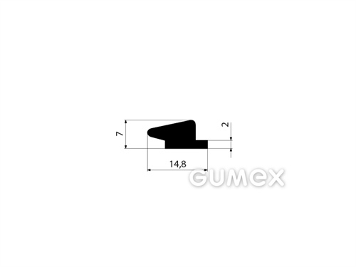 Geformtes Gummiprofil, 7x14,8mm, 60°ShA, EPDM, ISO 3302-1 E2, -40°C/+100°C, schwarz, 